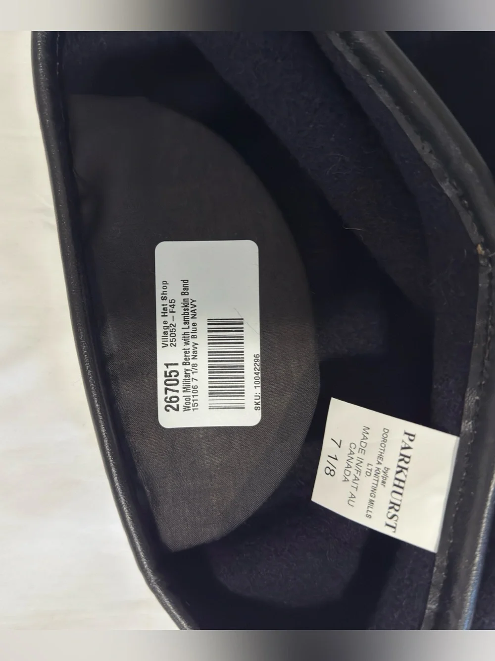 Navy wool beret hat